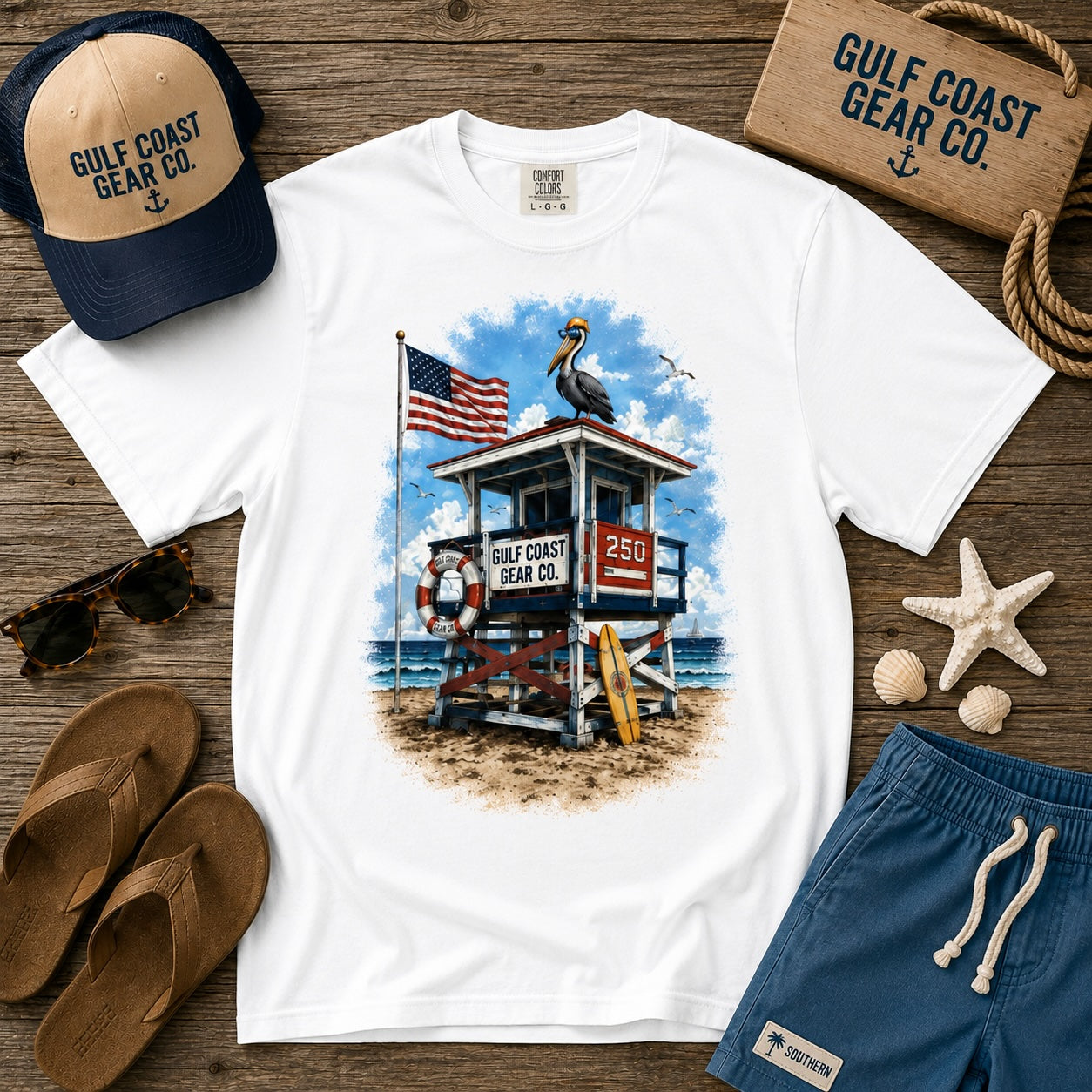 Red, White & Blue Lifeguard Stand | Premium Heavyweight Tee