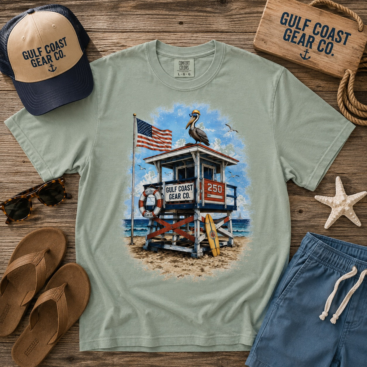 Red, White & Blue Lifeguard Stand | Premium Heavyweight Tee