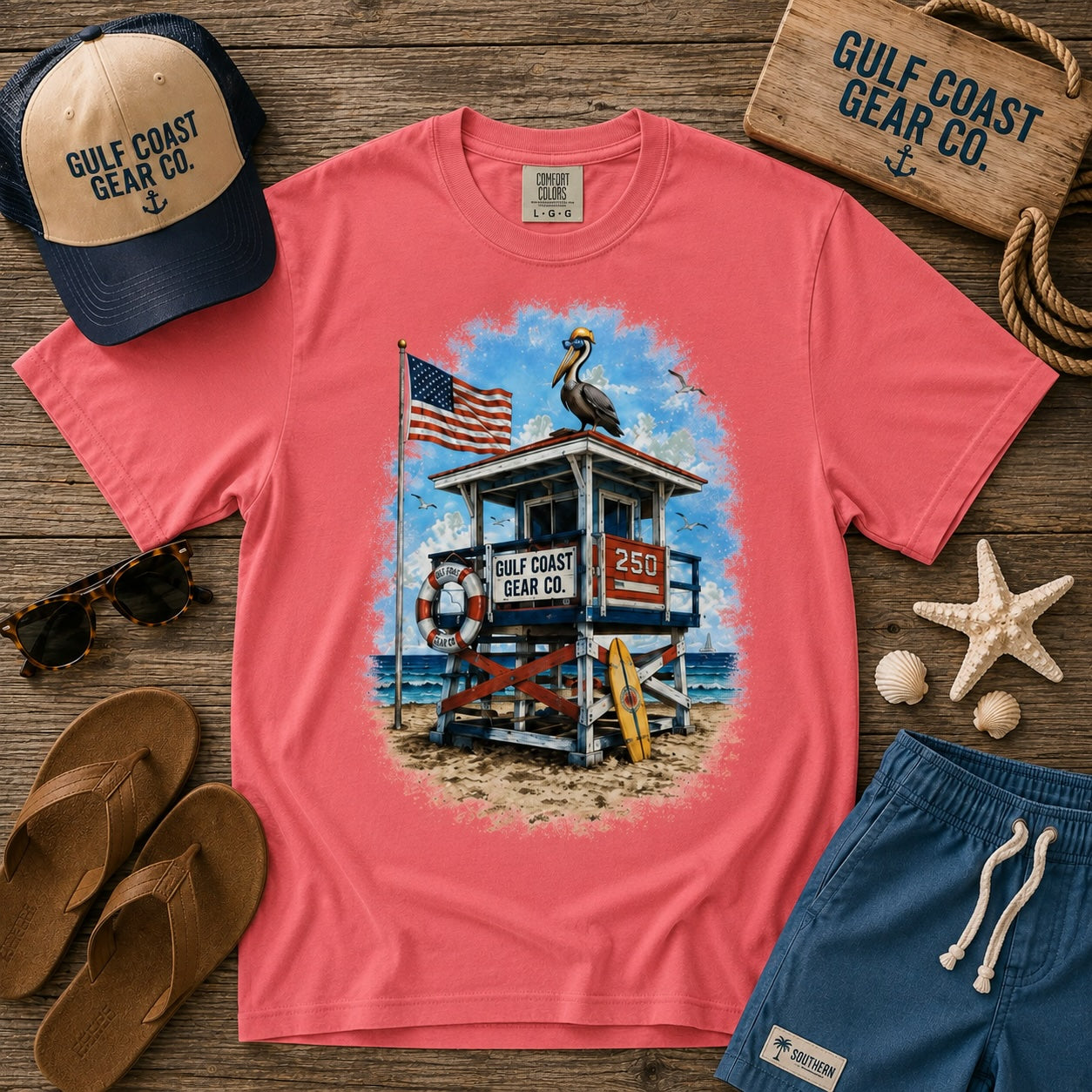 Red, White & Blue Lifeguard Stand | Premium Heavyweight Tee