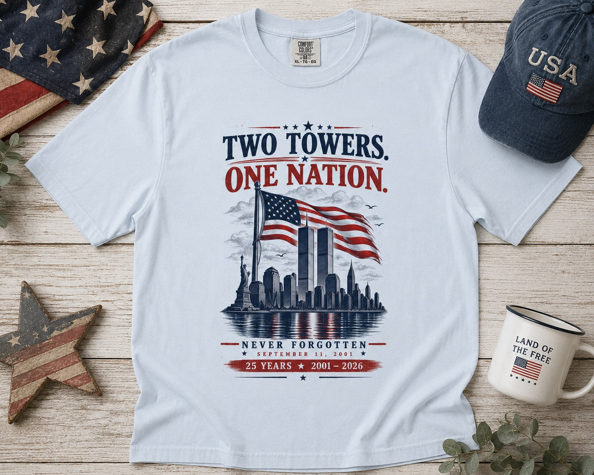 Two Towers heavyweight tee in Ice Blue