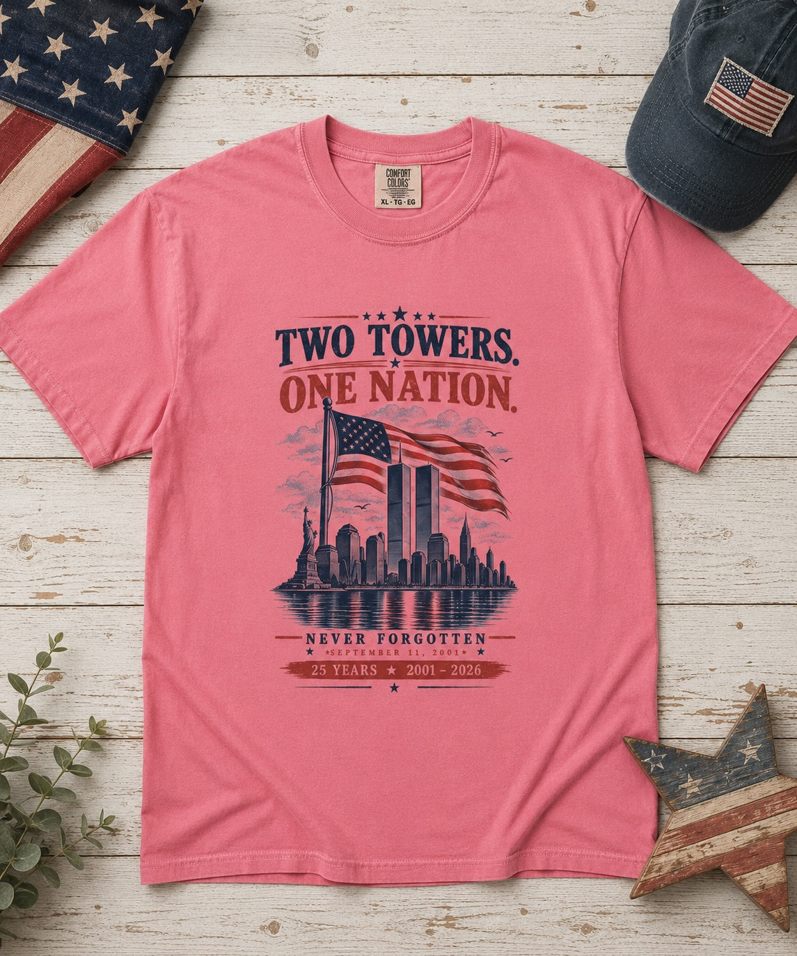 Two Towers heavyweight tee in Watermelon