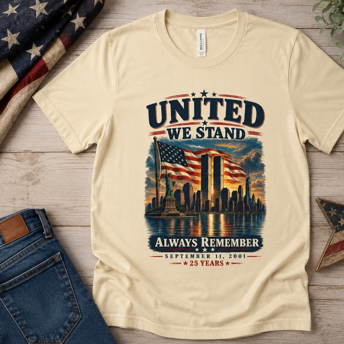 United We Stand crewneck tee in Natural