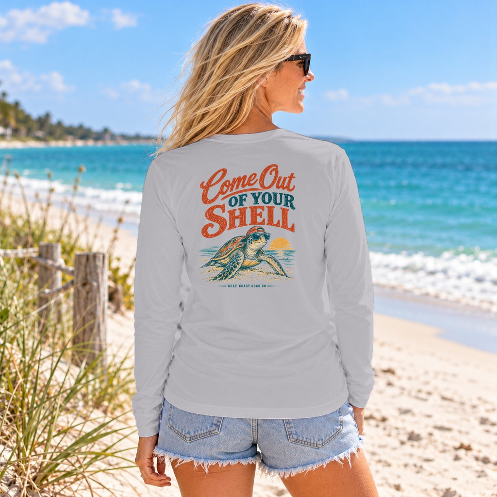Come Out of Your Shell performance long sleeve in Silver, back
