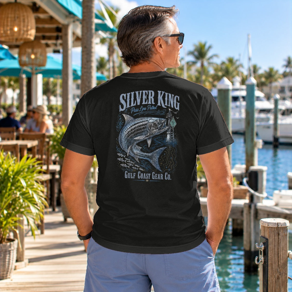 Silver King heavyweight crewneck tee in Black, back