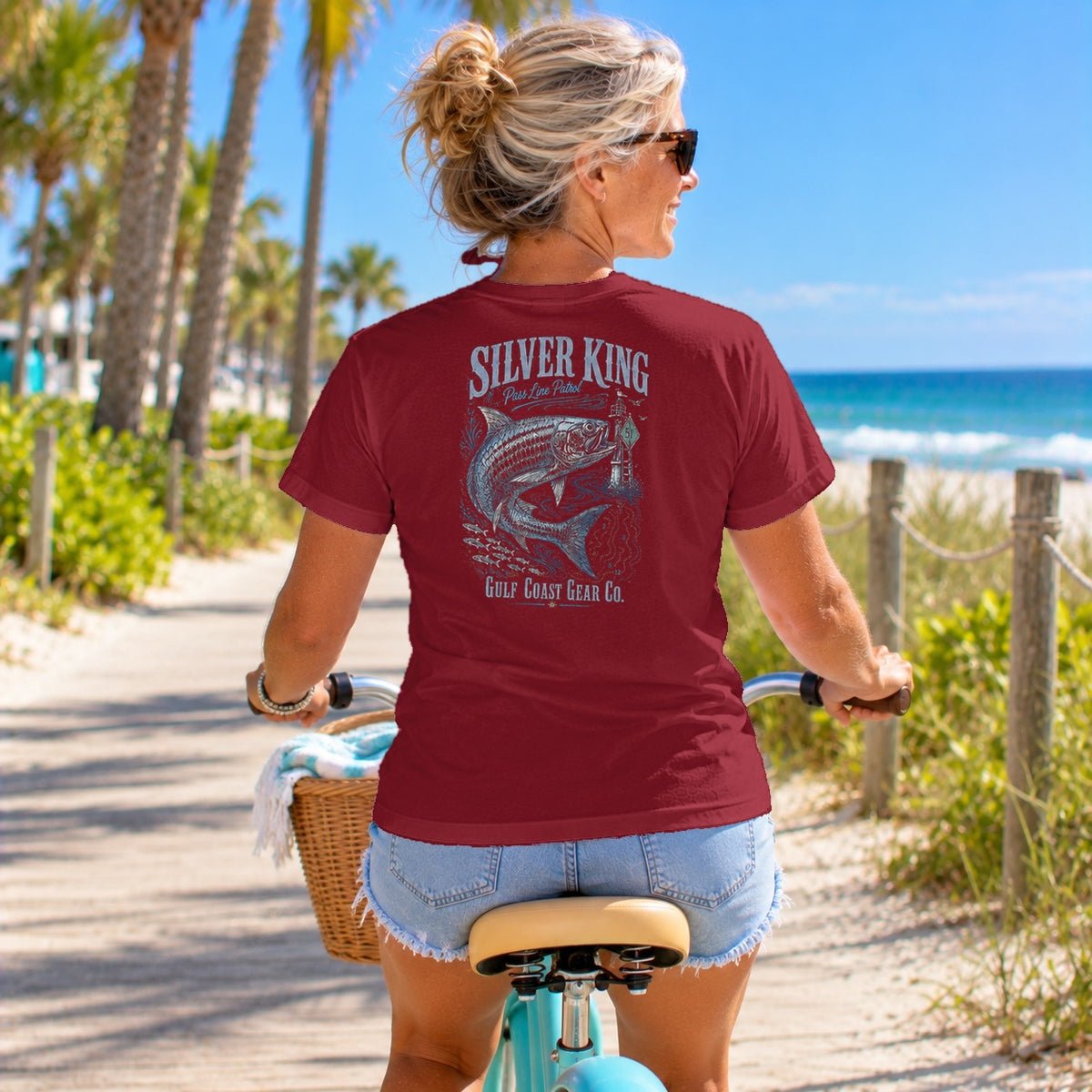 Silver King heavyweight crewneck tee in Garnet, back