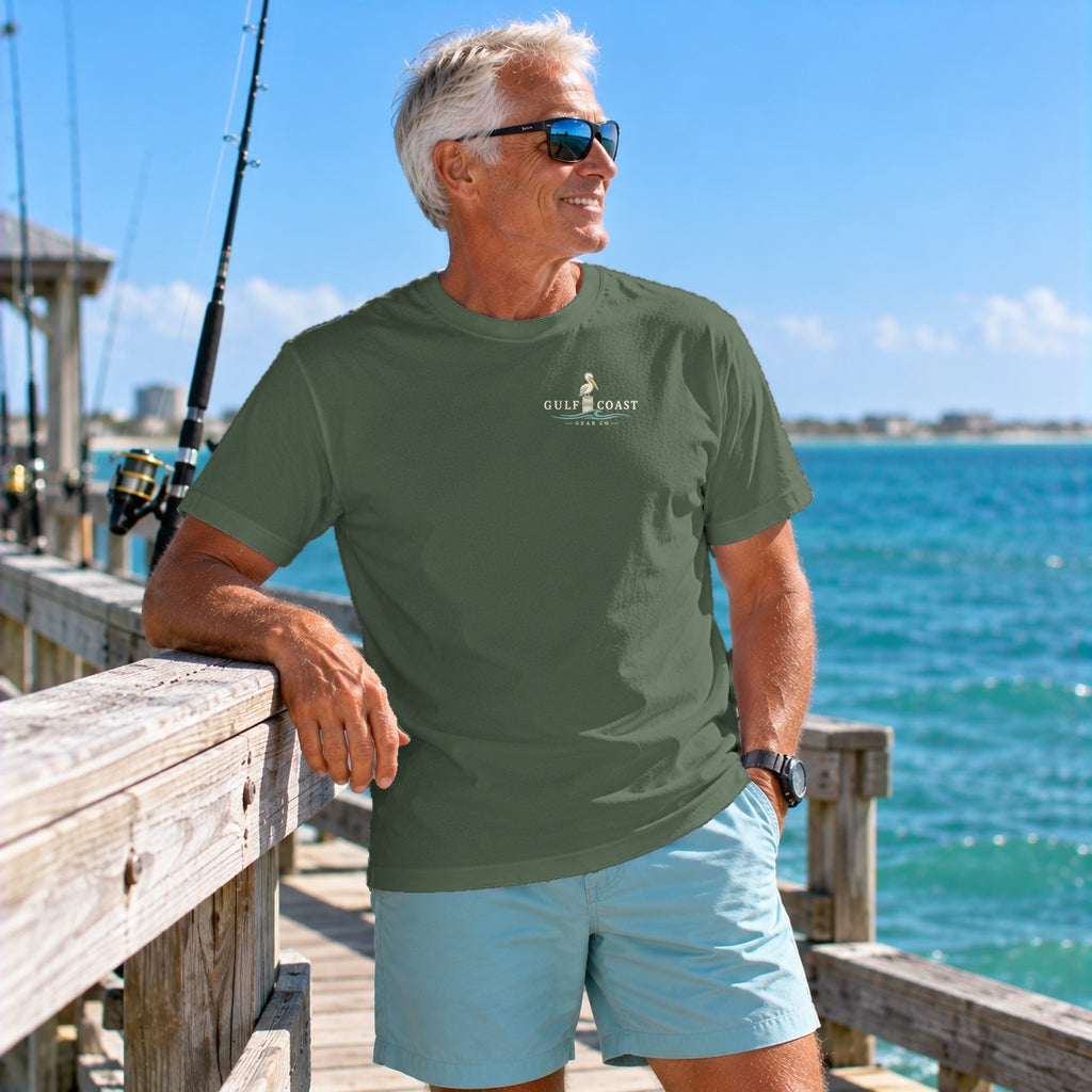 Silver King heavyweight crewneck tee in Military Green, front